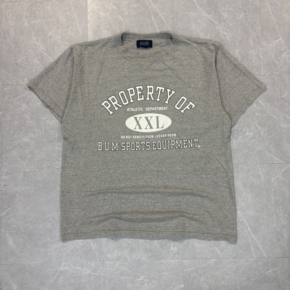 Vintage BUM Equipment T-Shirt Mens Large Gray Property Of XXL Athletic USA Made